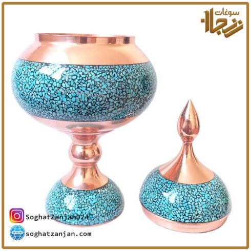قیمت قندان مسی فیروزه کوب