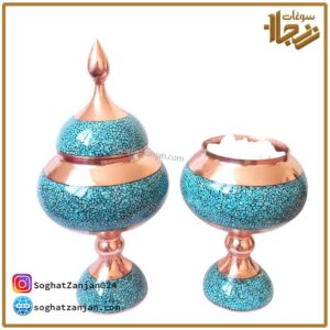 قندان مسی فیروزه کوب اصل زنجان